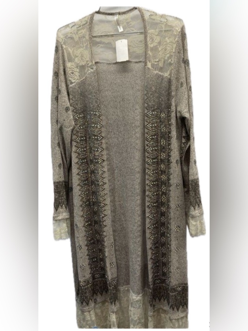 Voice of California Deadstock Long Lace Tri/Open Front Duster-Cardigan I NWT XL